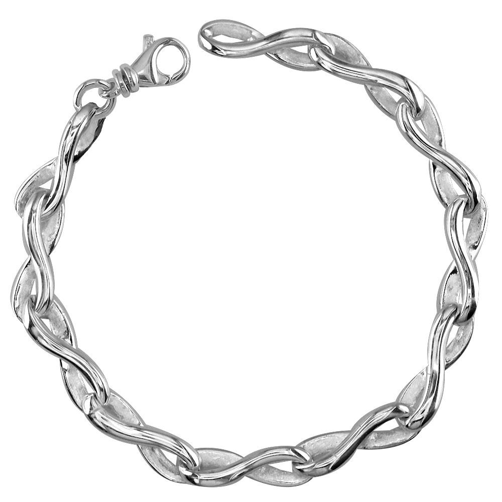 Infinity Link Bracelet in 14k White Gold, 7 Inches Long, Small Link Version