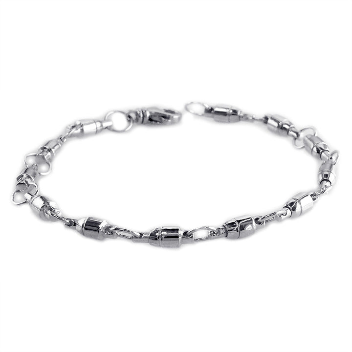 4mm Size Fishing Swivel Bracelet in 14k White Gold, 8 Inches