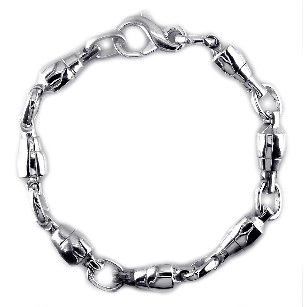8.5mm Size Fishing Swivel Bracelet in 14k White Gold, 8.5 Inches
