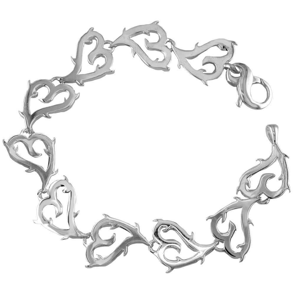 Guarded Love Heart Bracelet in 14k White Gold