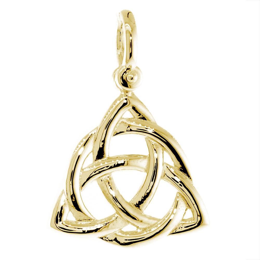 Large Triquetra Irish Infinity Knot Symbol Charm in 14K Yellow