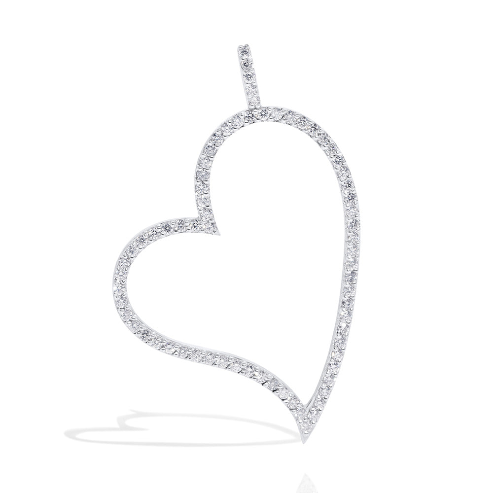 Open Diamond Angled Heart Pendant