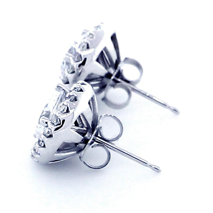 Round Diamond Stud Earring Jackets for 3 Prong Studs, 10.6mm in 14k White Gold