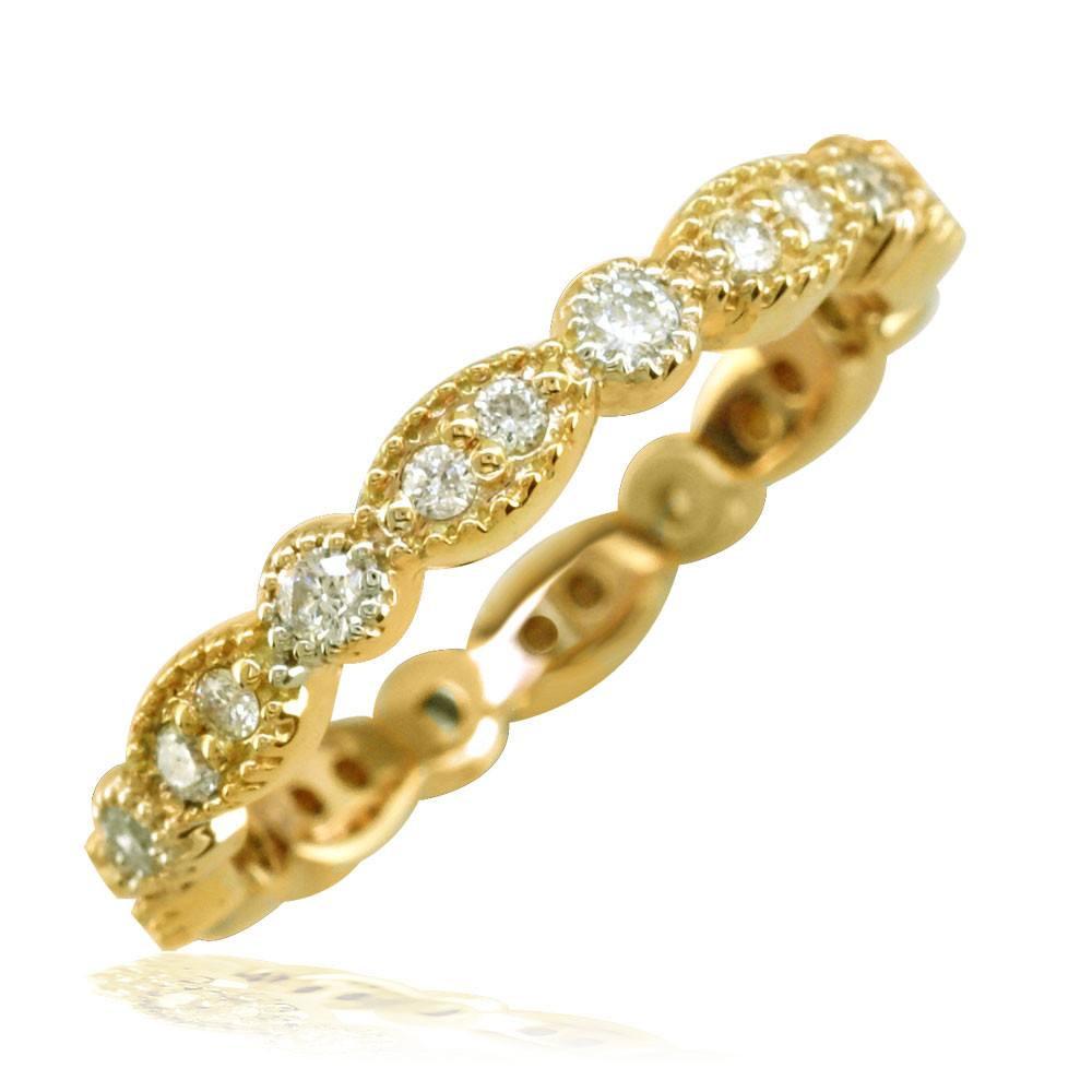 Round Diamonds Vintage Style Band, 0.36CT, 2.8mm in 14k Yellow Gold