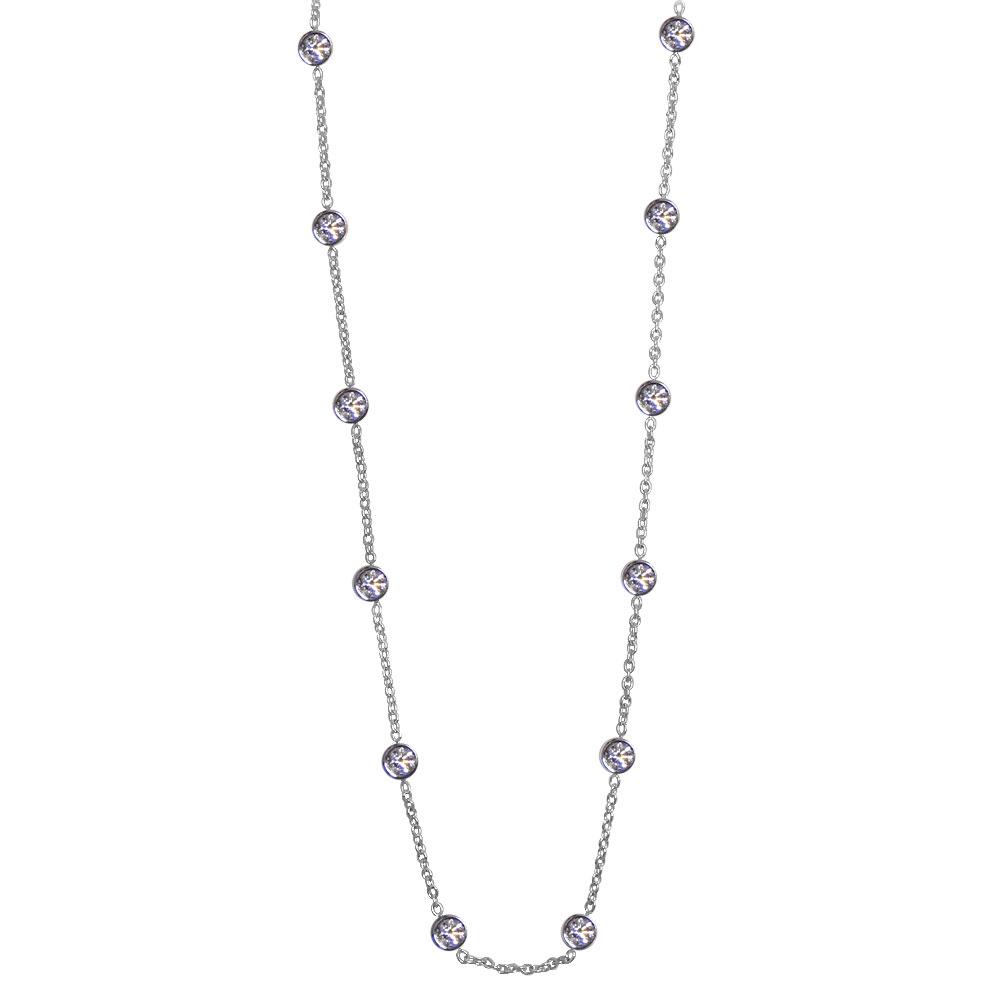 Diamonds by the Yard Necklace, 4.11CT Total in 14K White Gold