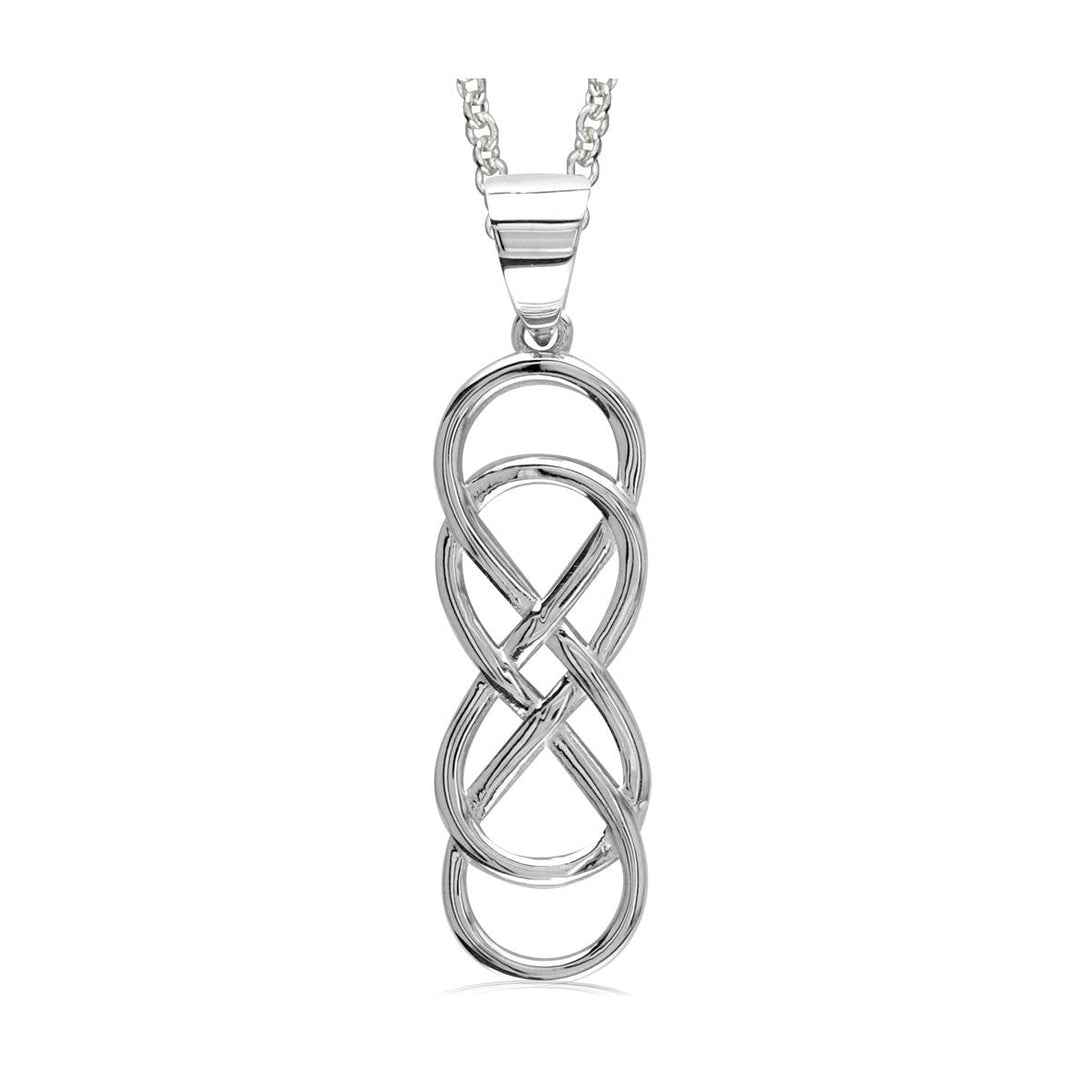 Large Double Infinity Symbol Charm and Chain, 18 inch total length, Best Friends Forever Charm, Sisters Charm, 10mm x 30mm in Sterling Silver