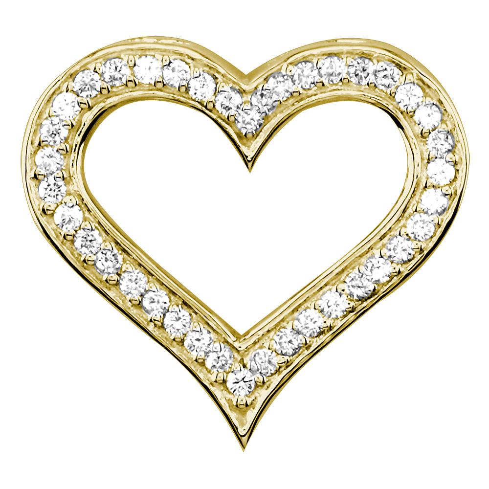 Diamond Open Heart Pendant, 0.45CT in 14K Yellow Gold