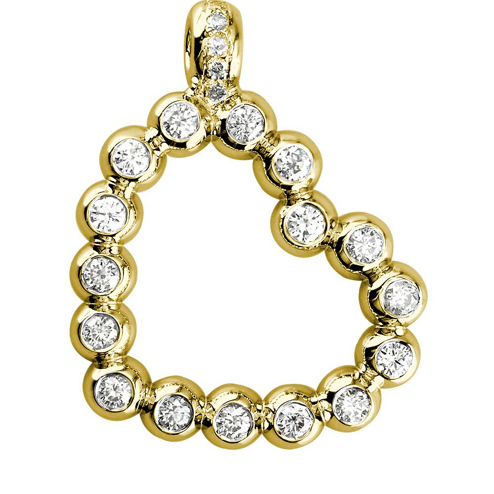 Large Size Open Diamond Bead, Ball Heart, 1.55CT in 14K Yellow Gold