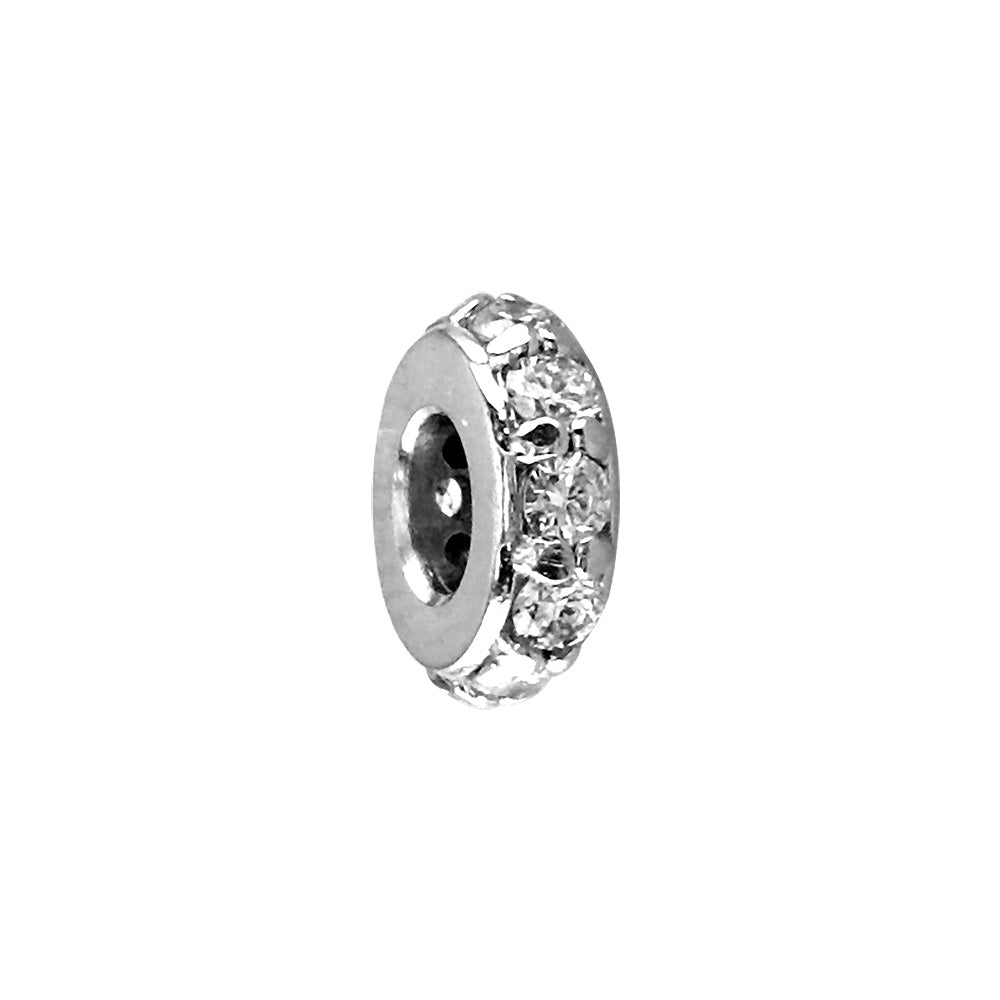 8mm Diamond Spacer, Roundel, 0.30CT in 14k White Gold
