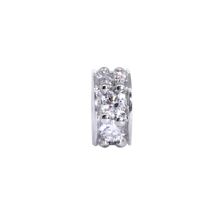 5mm Diamond Spacer, Roundel Pendant, 0.12CT in 14k White Gold