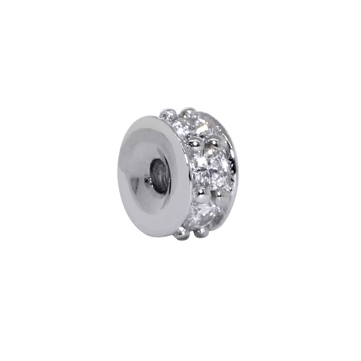 5mm Diamond Spacer, Roundel Pendant, 0.12CT in 14k White Gold