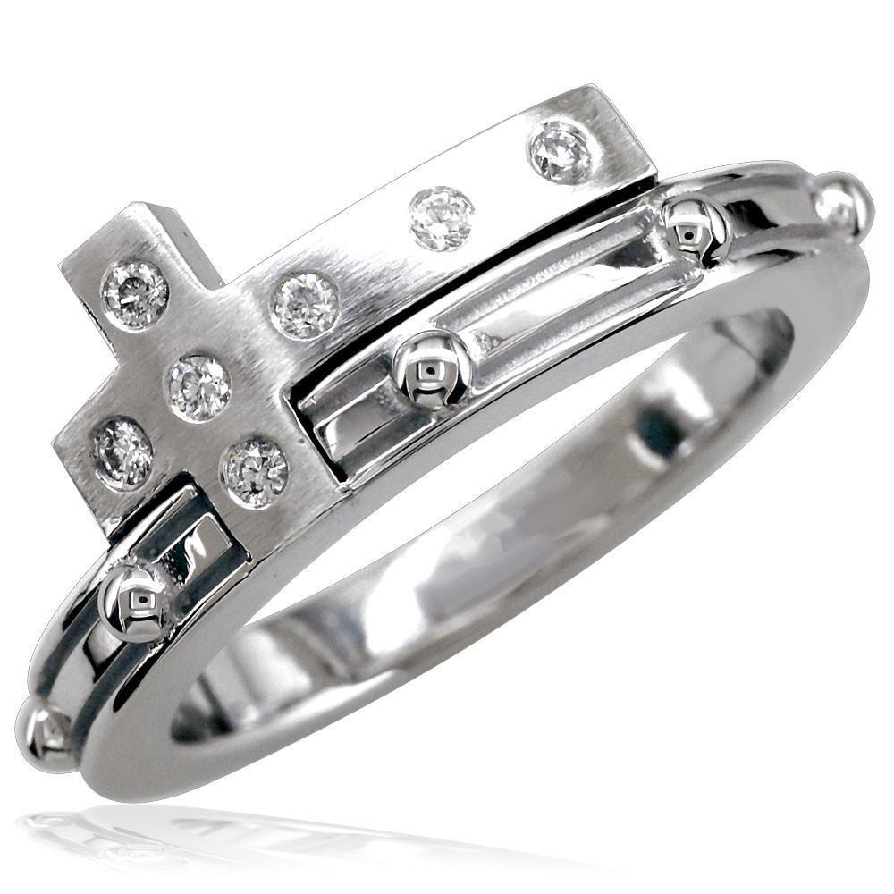 Diamond Rosary Ring in 14K with Burnished Diamonds, 0.21CT