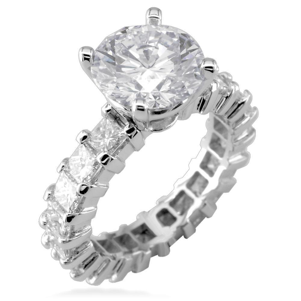 Round Diamond Engagement Ring Setting in 14K White Gold,
