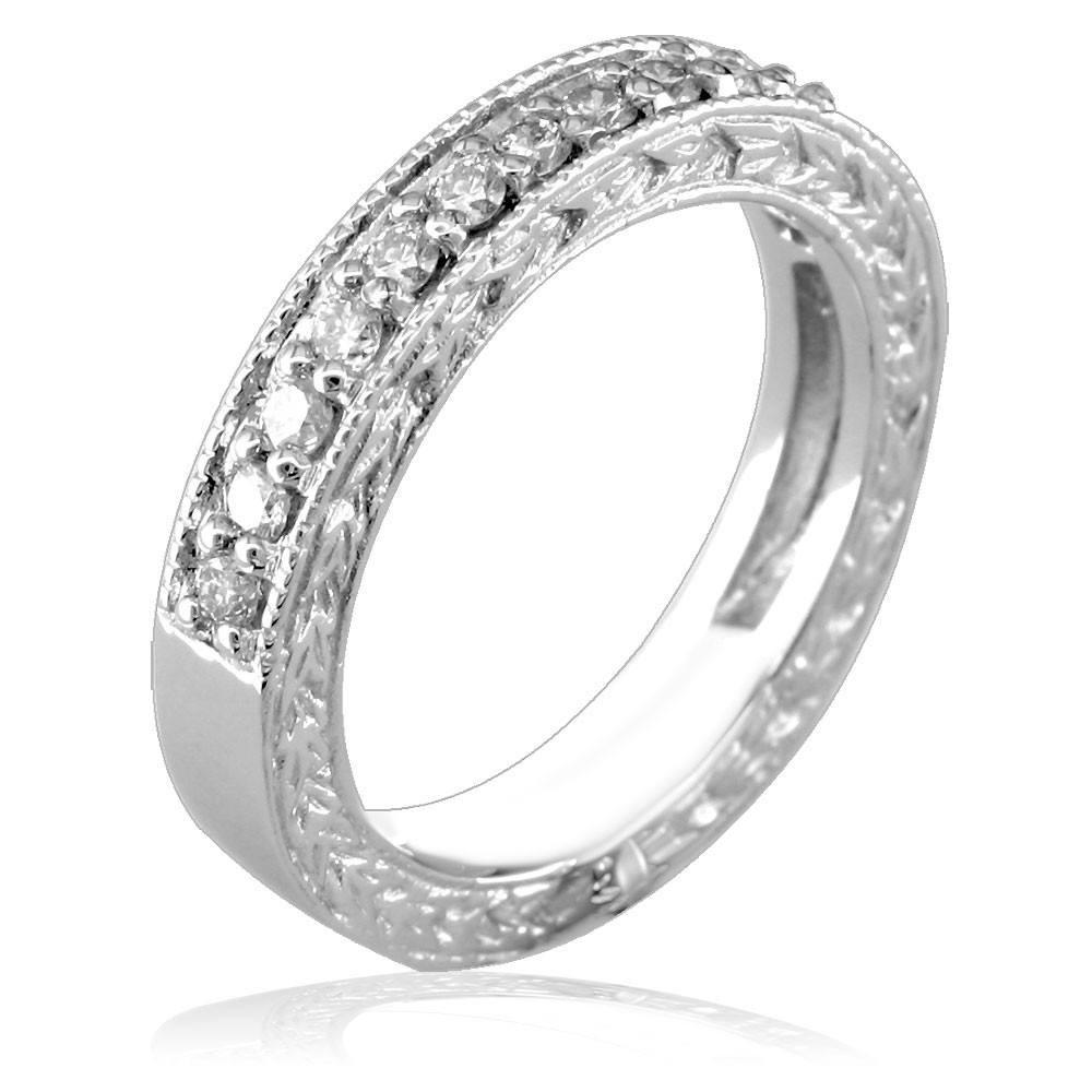 Round Diamonds Wedding Band, 0.45CT 14k White Gold