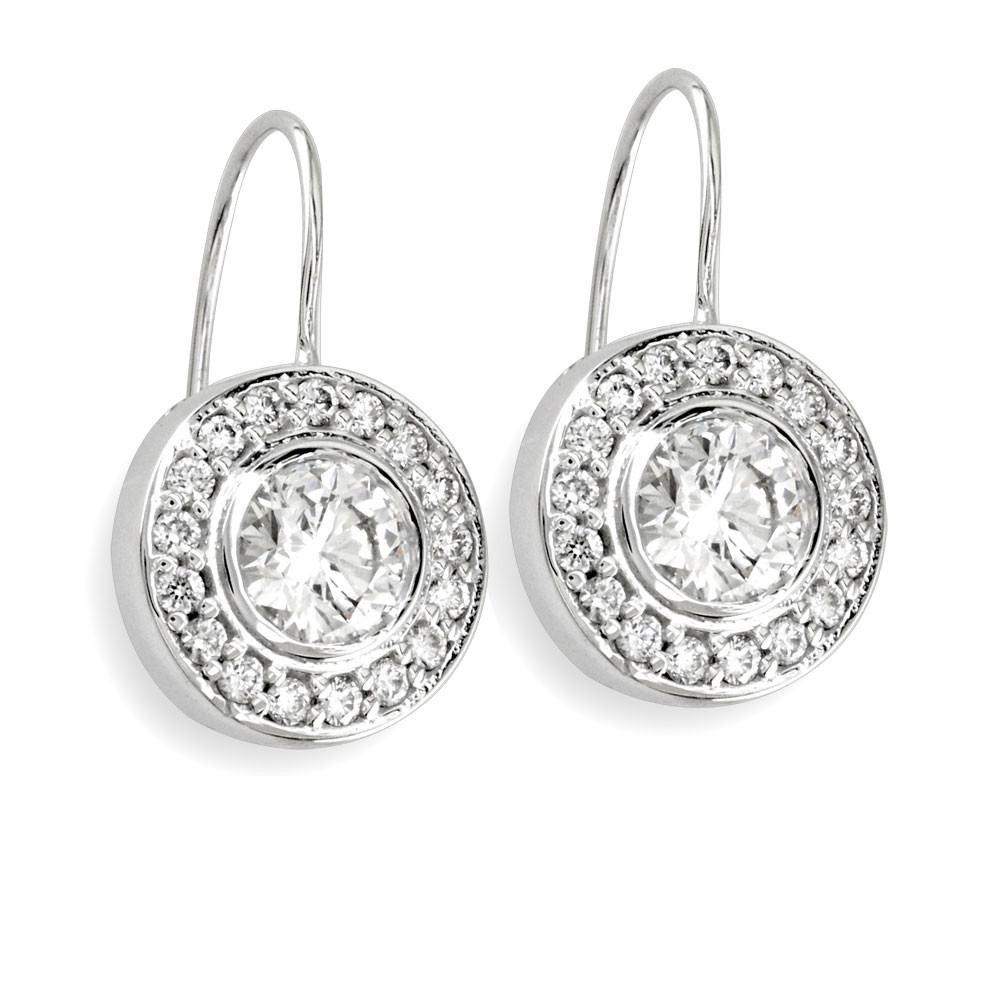 Hanging Diamond Bezel Earrings in 18K, 2.15CT Total