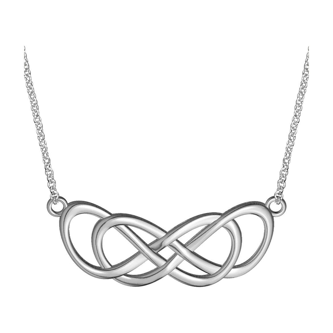 Extra Large Curved Double Infinity Symbol Charm and Chain, Lovers Charm, Eternal and Infinite Love Charm, 1.5 inches, 18 inches total in Sterling Silver