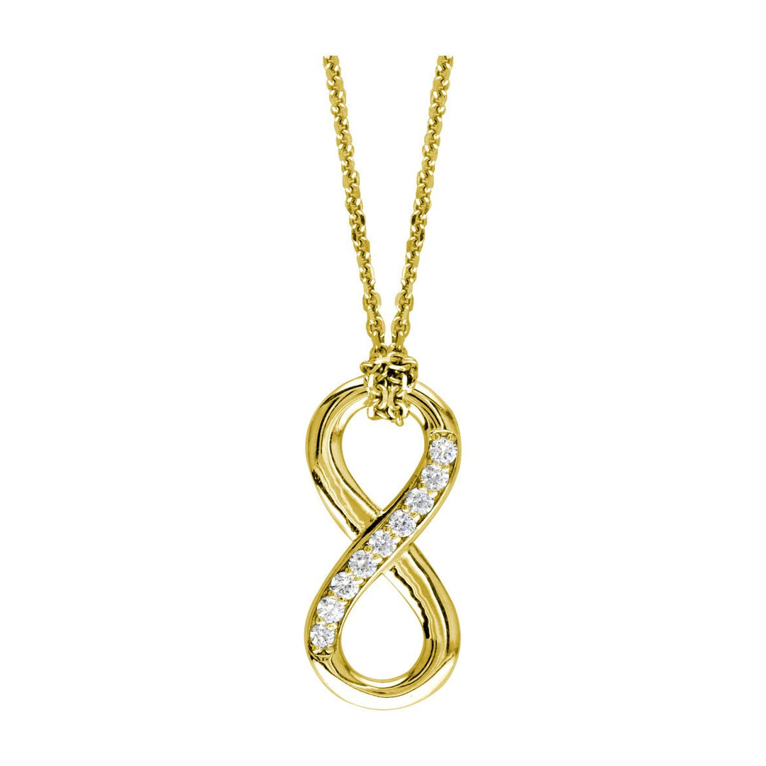 Medium Diamond Flowing Infinity Charm with Knotted Chain,17" # 4932 in 14K yellow gold