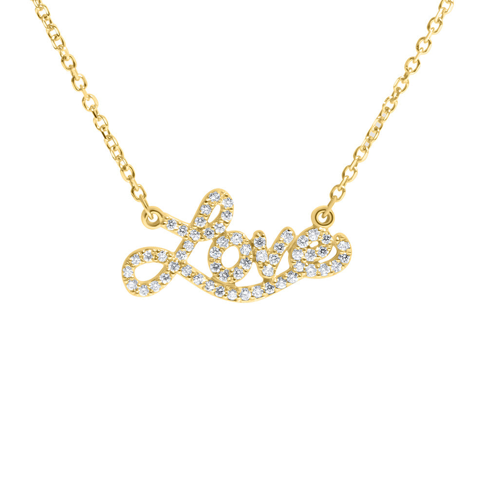 Love Necklace, 14K Yellow Gold & Diamond Necklace