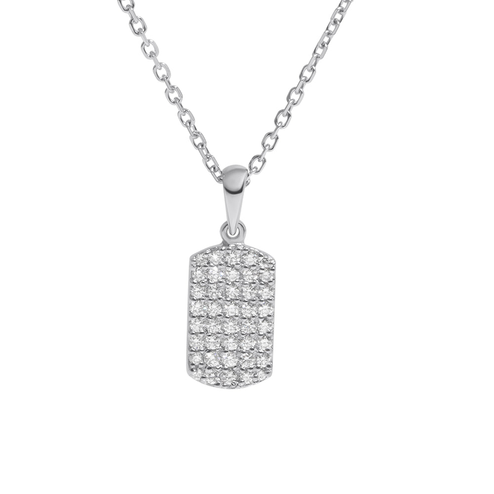 Diamond Dog Tag Pendant and Chain