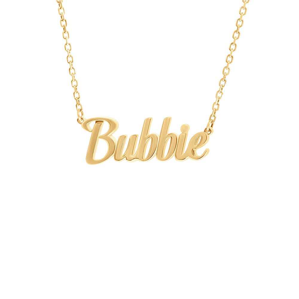14K Yellow Gold Bubbie Nameplate