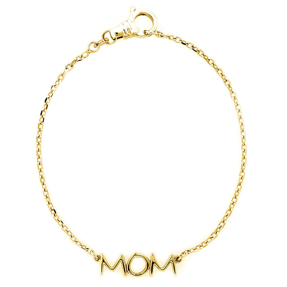 Mom Nameplate Bracelet in SZIRO Print, 14k Yellow Gold
