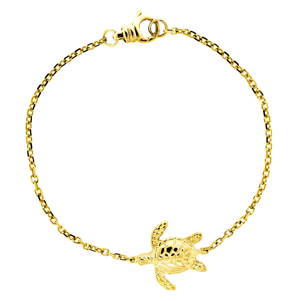 Sea Turtle Bracelet 7 Inches in 14K Yellow Gold Sziro Jewelry