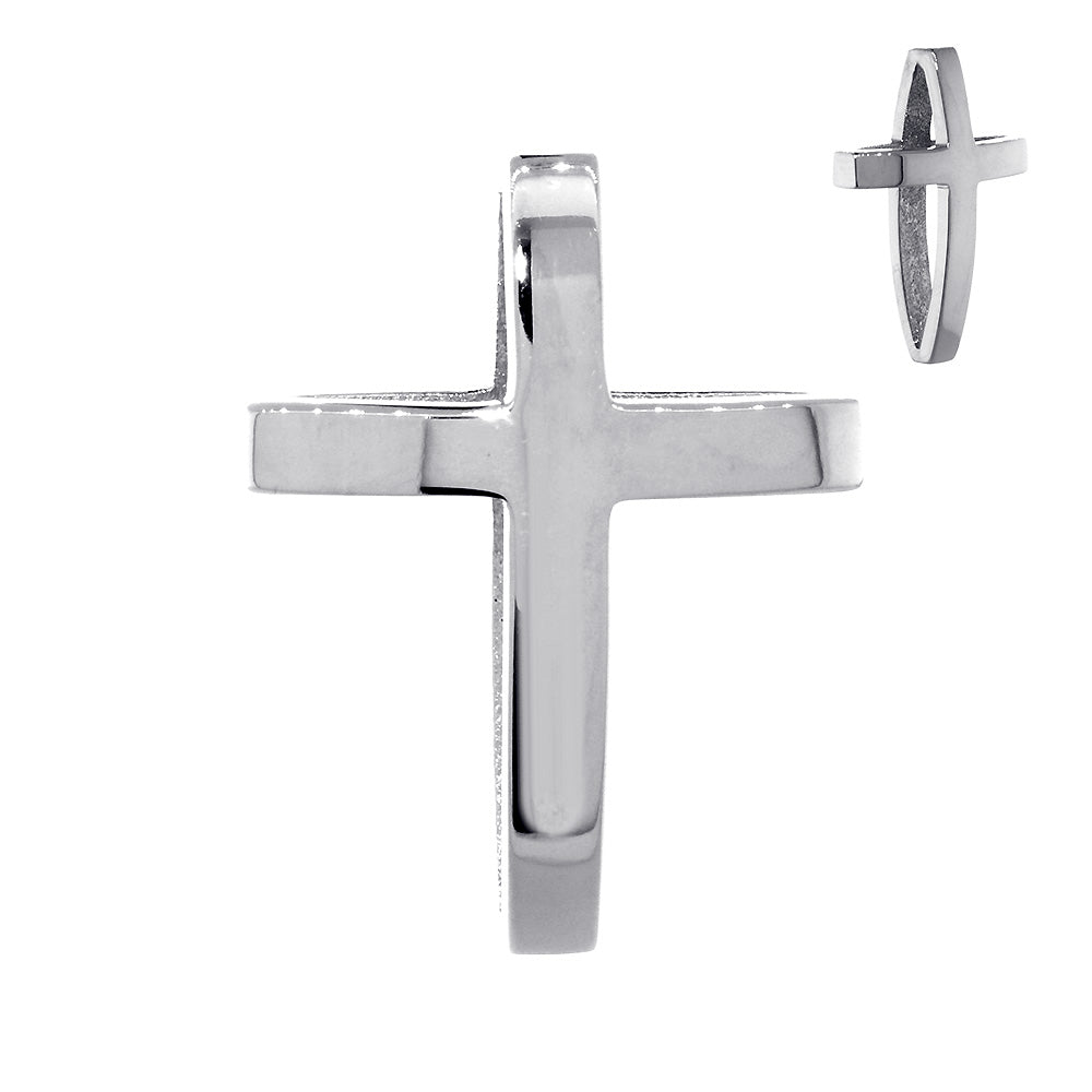 22mm 3D Open Cross Charm in 14K White Gold – Sziro Jewelry