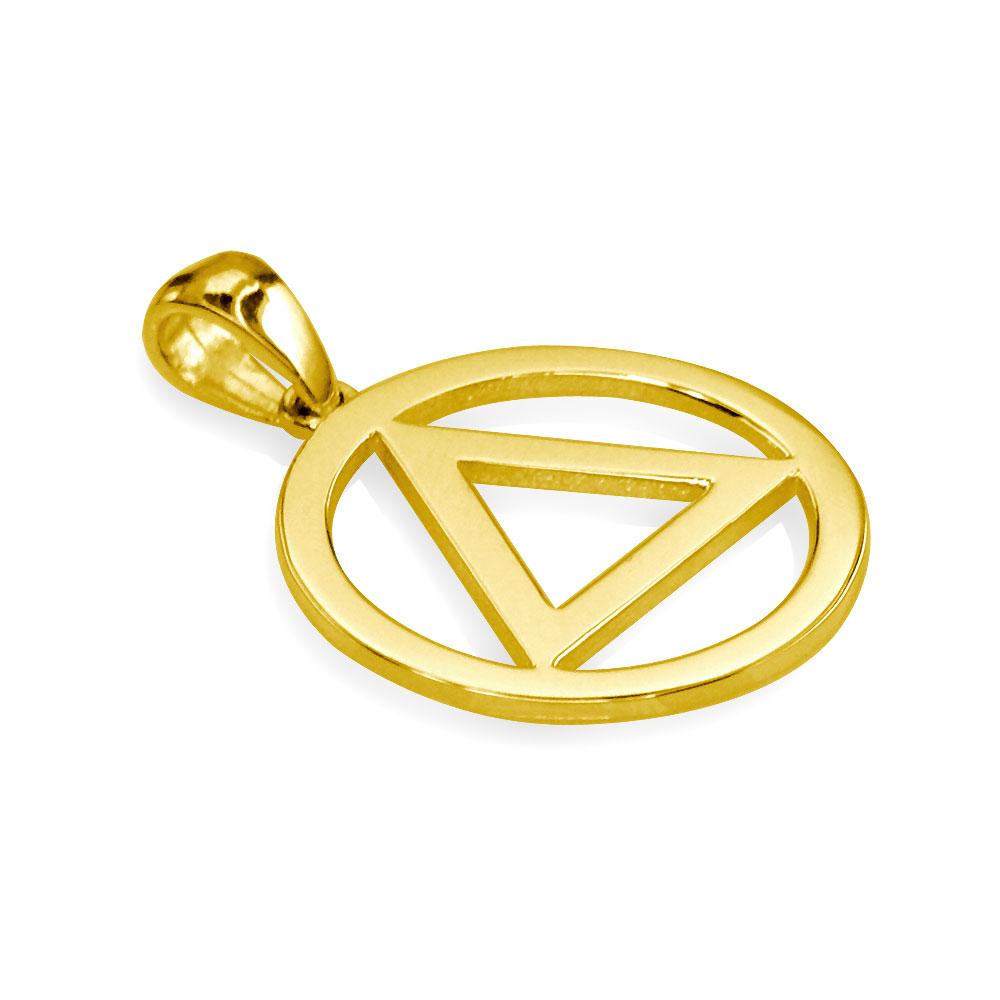 Medium AA Sobriety Charm in 14K Yellow Gold
