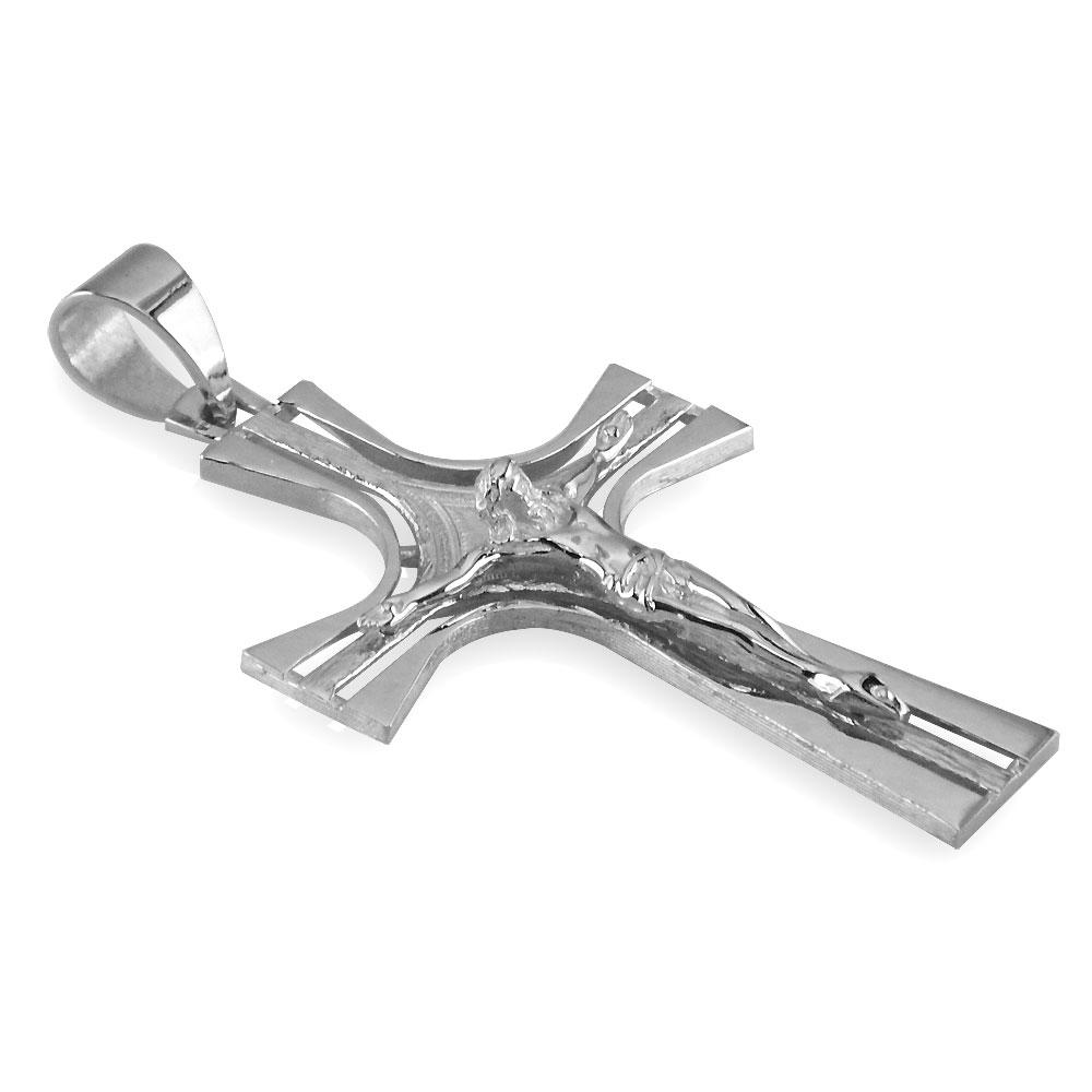 Extra Large Crucifix Cross Pendant, 49mm in Sterling Silver
