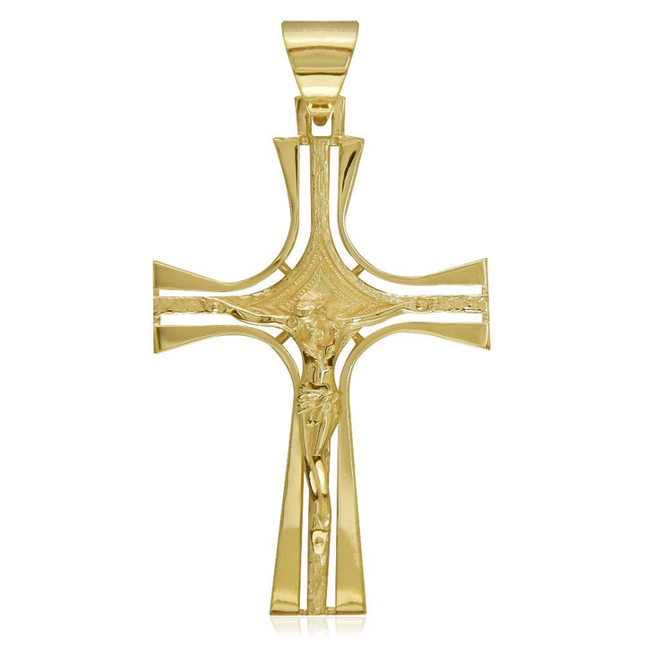Extra Large Crucifix Cross Pendant, 49mm in 14K Yellow Gold