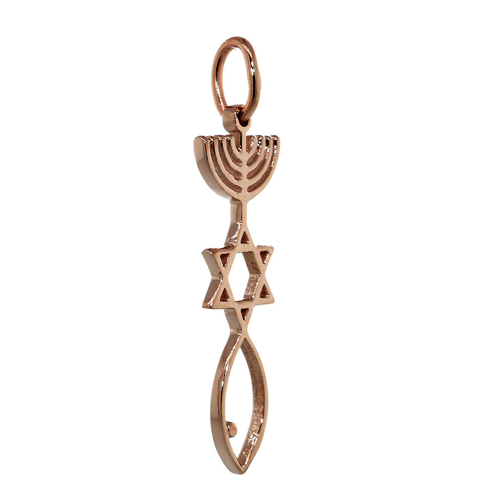 Medium Size Messianic Seal Jewelry Charm in 14k Pink, Rose Gold