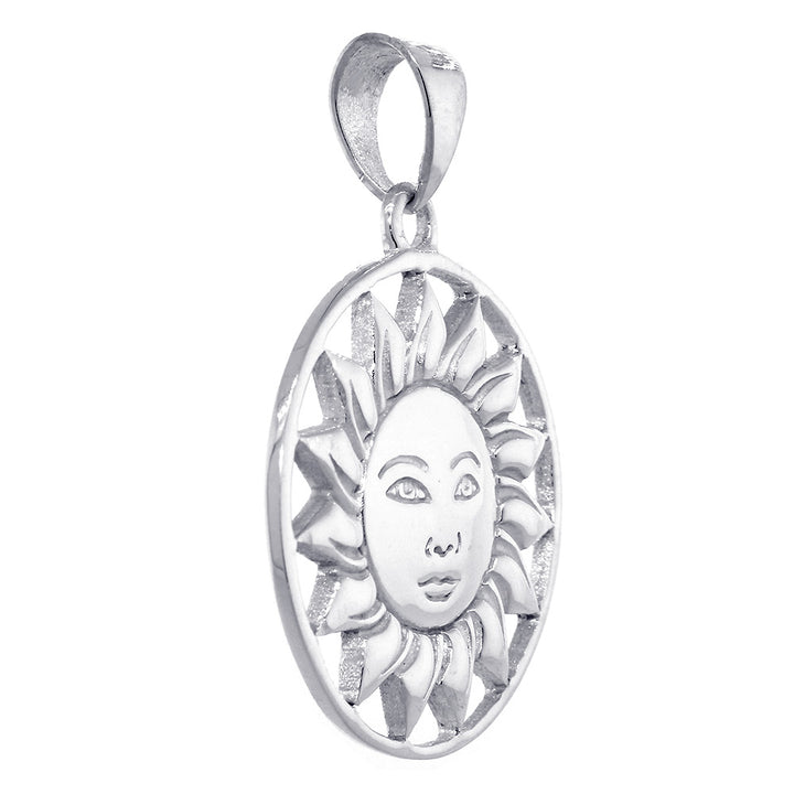 30mm Sun in His Splendor, In His Glory, Face on Sun Charm in Sterling Silver
