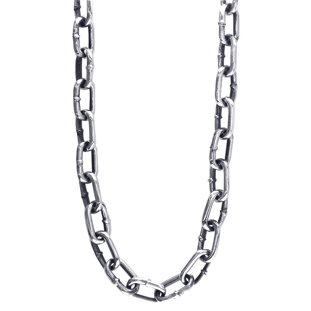 Mens Hardware Oval Link Chain with Black, 22 Inches Long in Sterling Silver