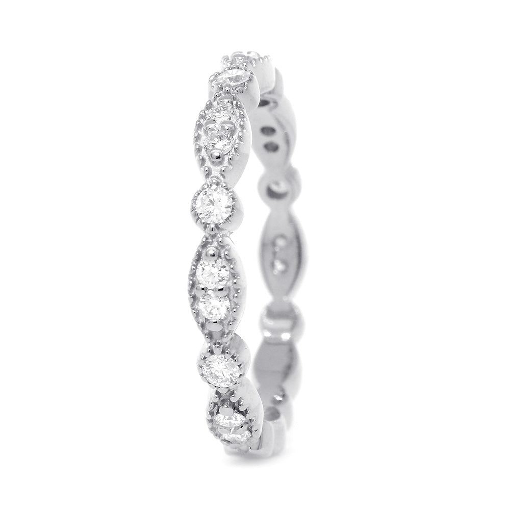 Vintage Style Diamond Band with Repeating Pattern, Set 3/4
