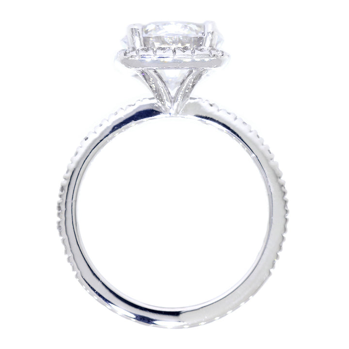 Cushion Halo 2.75CT Round Center Diamond Engagement Ring Setting, 0.43CT Total Sides in 14k White Gold