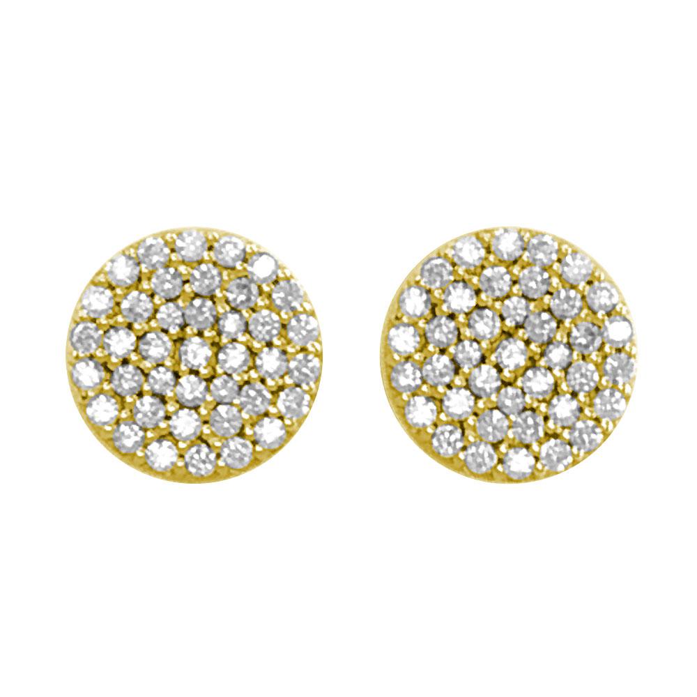 Circle Diamond Cluster Earrings, 11mm in 14k Yellow Gold