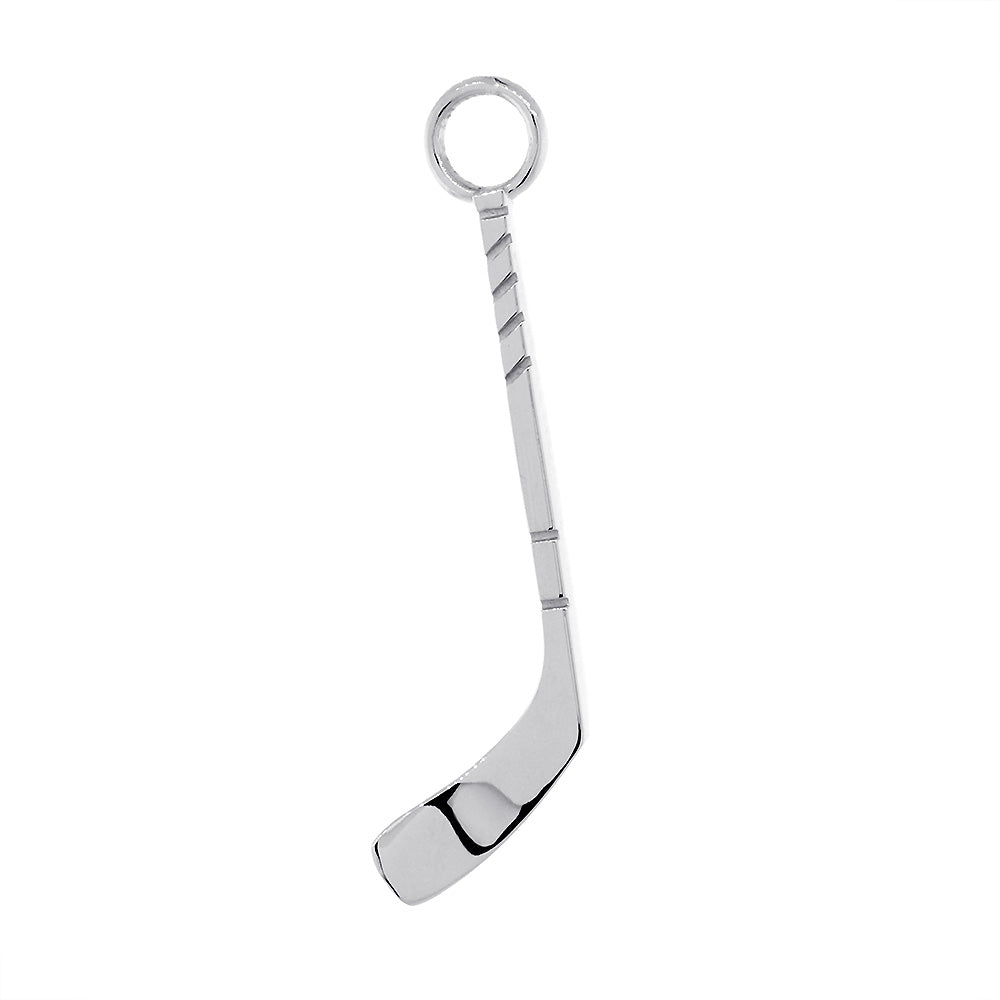25mm Right Hand Ice Hockey Stick Charm Earring for Hoops in 14k White Gold