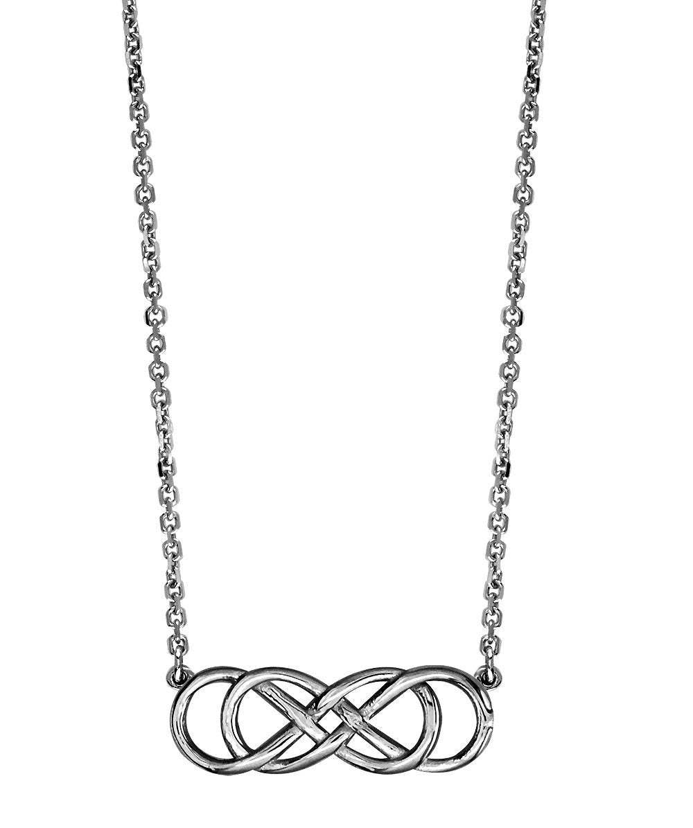Medium Double Infinity Symbol Charm Necklace in Sterling Silver