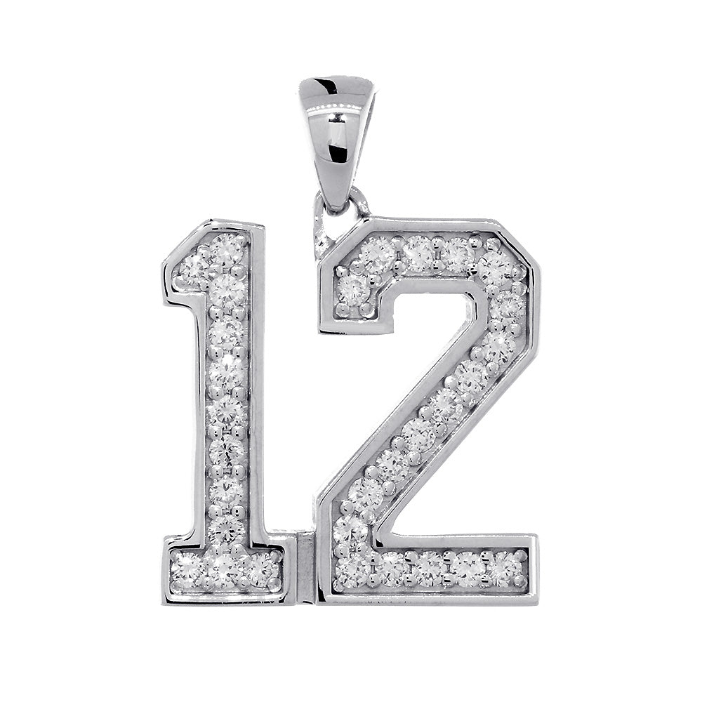 Amazon.com: Sterling Silver Number 55 Necklace for Jersey  Silver, Athletic Collection, Small Polished Number 12 Necklace - 18 In main image 1