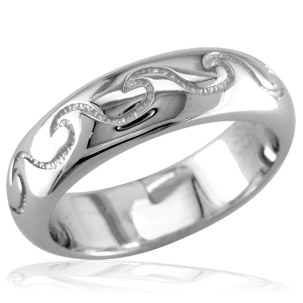 Ocean Waves Band, Ring in Sterling Silver