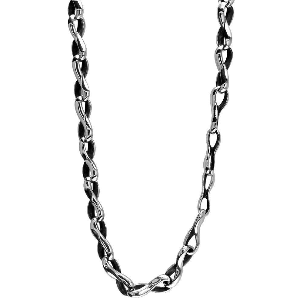 Infinity Link Chain with Black in Sterling Silver, 22 Inches Long