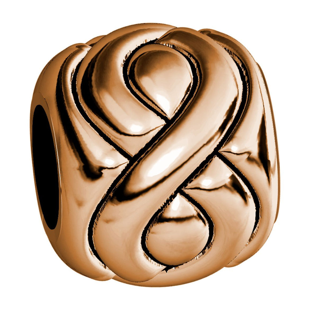 Embossed Full Infinity Symbol Charm Bracelet Bead in 14K Rose, Pink gold