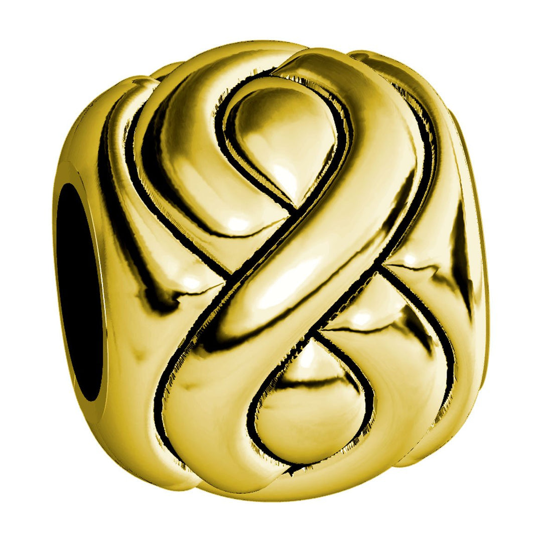 Embossed Full Infinity Symbol Charm Bracelet Bead in 14K Yellow gold
