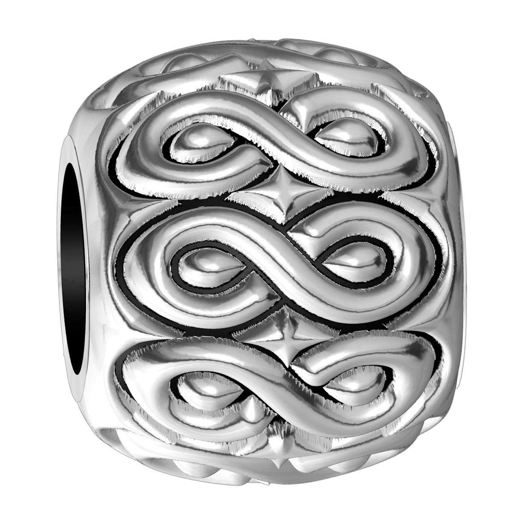 Repeating Infinity Symbol Charm Bracelet Bead in Sterling Silver