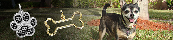 Three pet charms from Sziro Jewelers in Coral Springs.