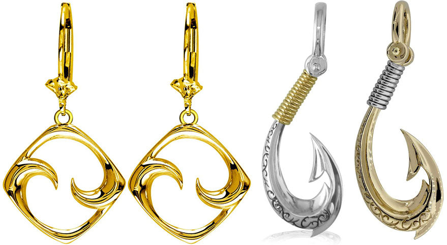 Custom earrings and charms inspired by the Pacific islands, made by online jewler Sziro Jewelery.