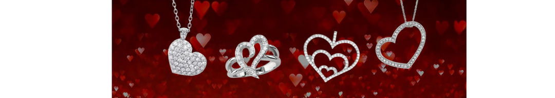 An assortment from the heart jewelry collection at Sziro Jewelers in Coral Springs