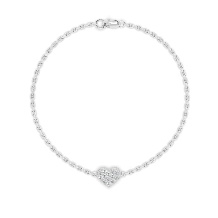 Single Heart Diamond Bracelet in 14K White Gold