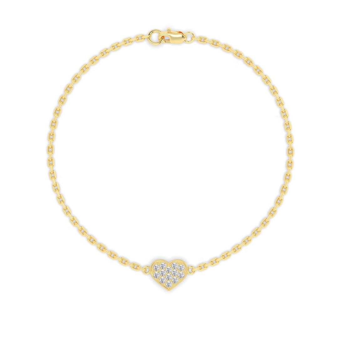 Single Heart Diamond Bracelet in 14K Yellow Gold