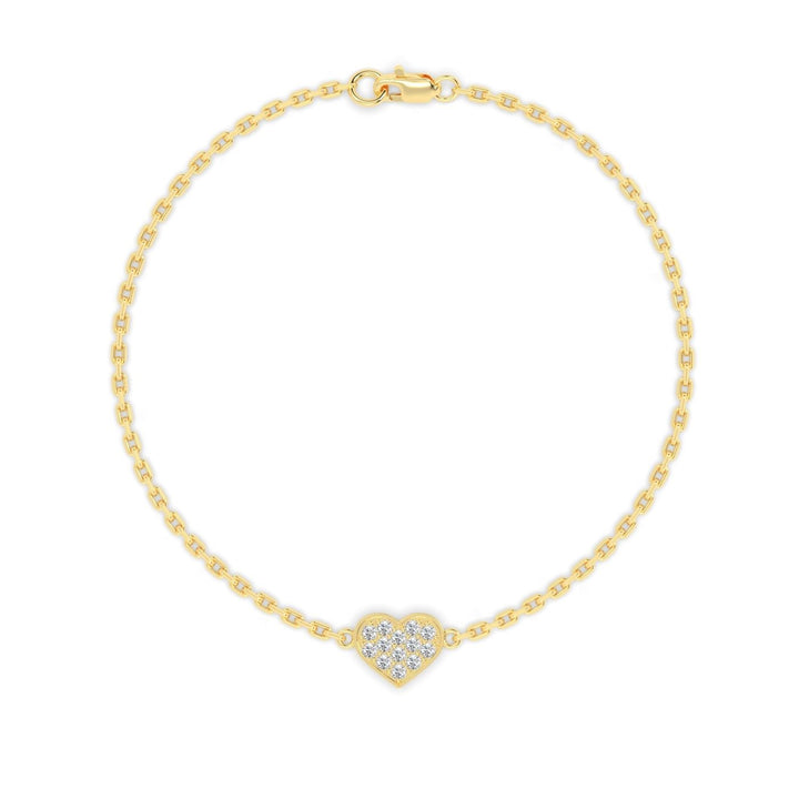 Single Heart Diamond Bracelet in 14K Yellow Gold